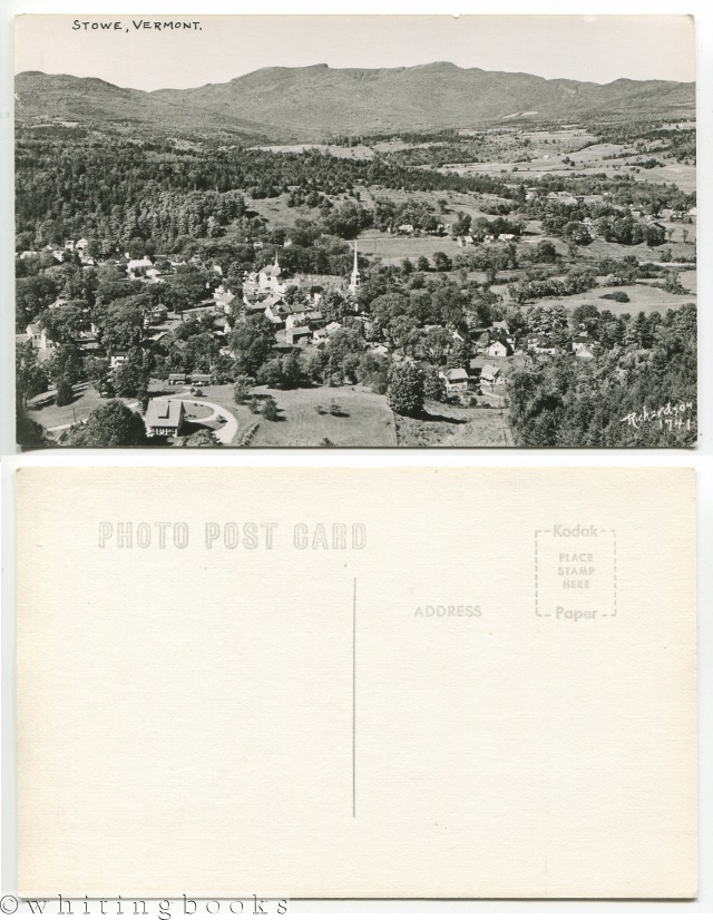 Image for Stowe Vermont Aerial Town View, Black & White Photo by Richardson, No. 1741