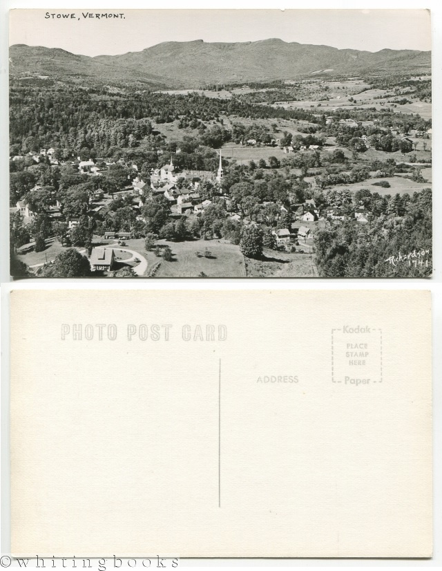 Image for Stowe Vermont Aerial Town View, Black & White Photo by Richardson, No. 1741