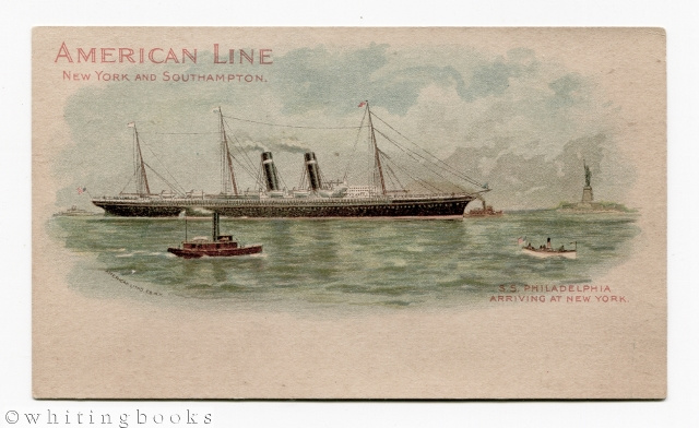 Image for American Line, New York and Southampton, Private Mailing Card [Postcard]: S.S. Philadelphia Arriving in New York