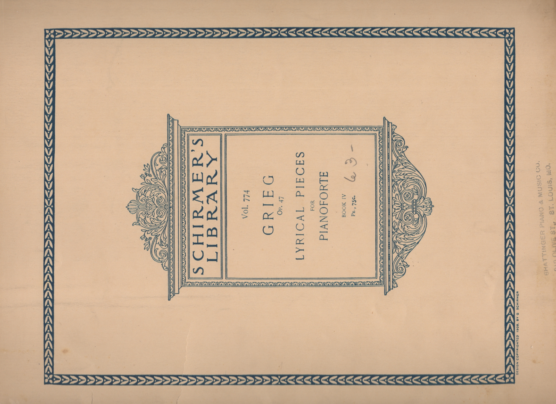 Schrimer's Library of Musical Classics, Vol. 774: GRIEG Op. 47, Lyrical Pieces for Pianoforte, Book IV