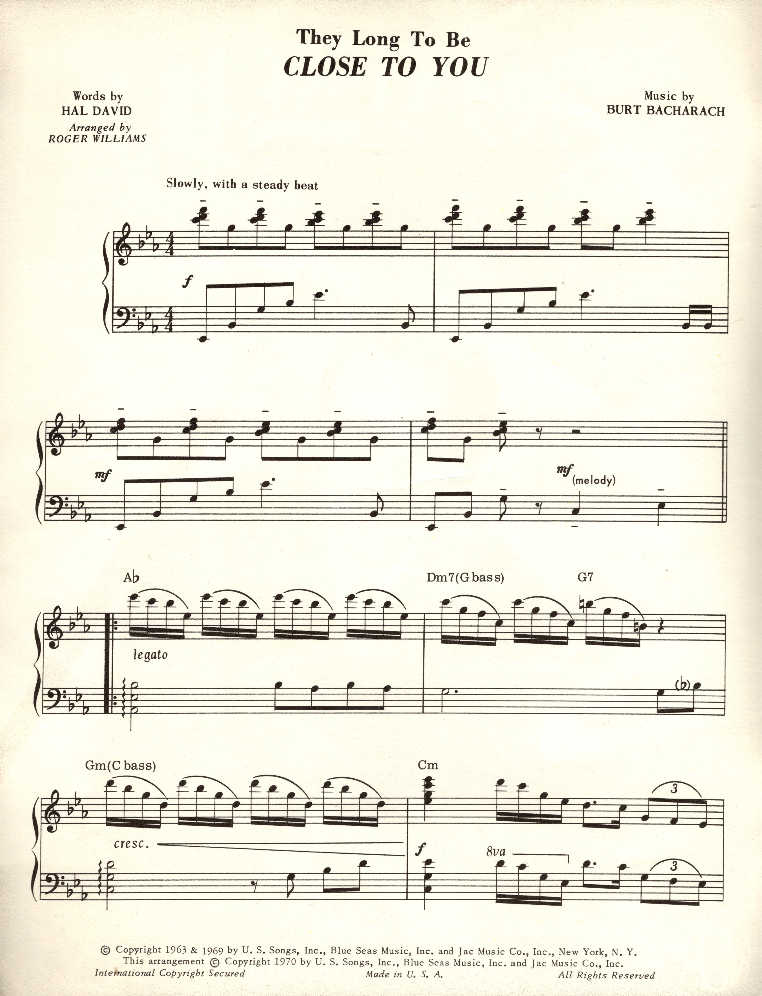 (They Long to Be) Close to You, as Arranged by Roger Williams