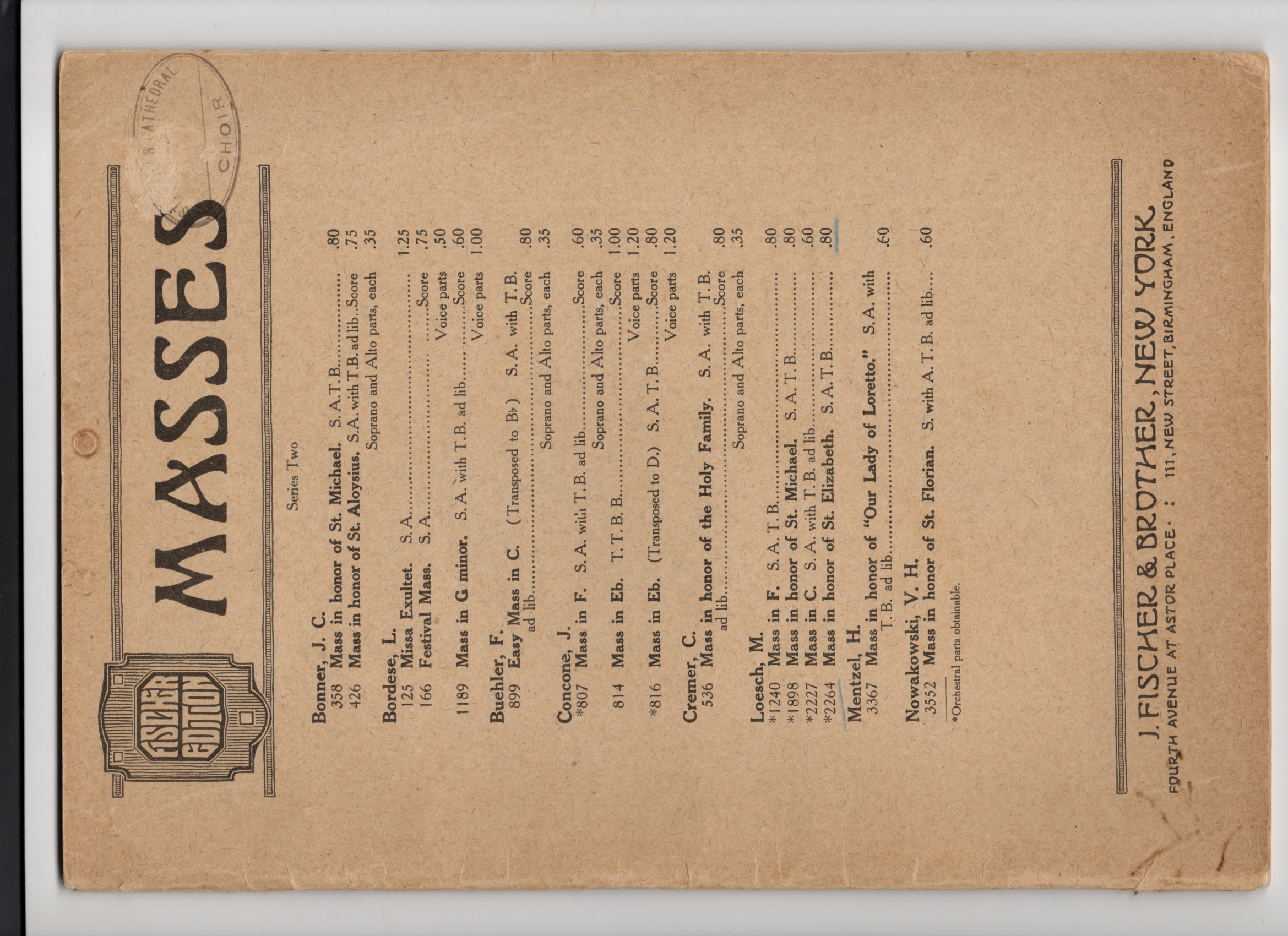 Fourth Mass in Honor of St. Elizabeth (Masses No. 2264)