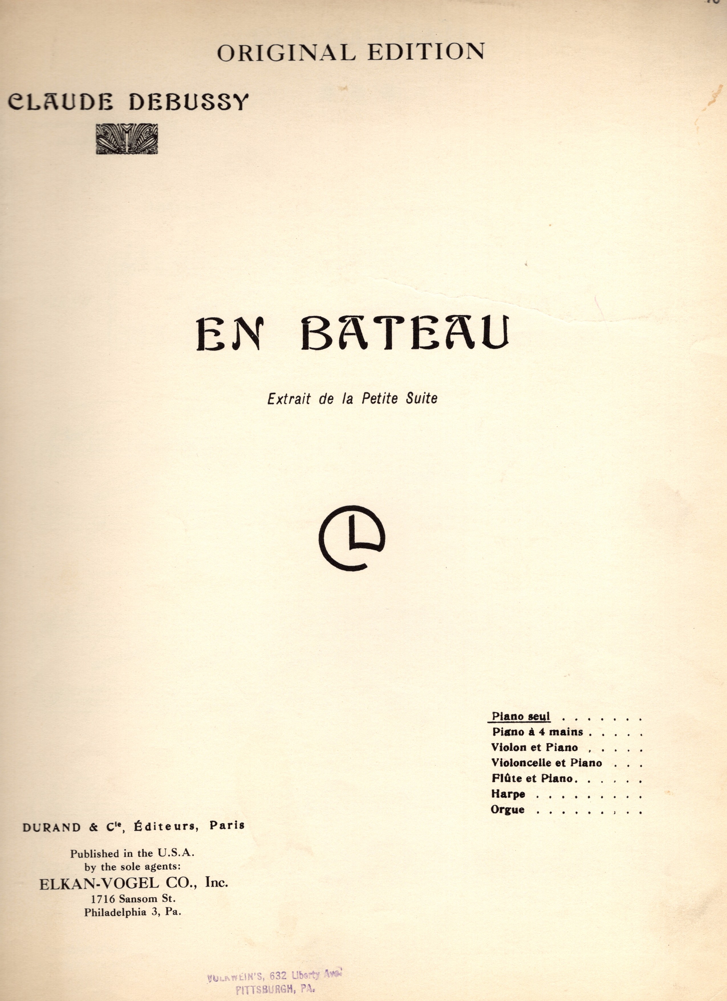 En Bateau: Extrait de la Petite Suite (Piano) - Original Edition