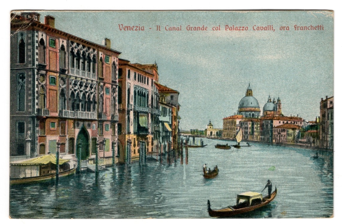 Vintage Venice, Italy Postcard: Venezia - Il Canal Grande col Palazzo Cavalli ora Franchetti