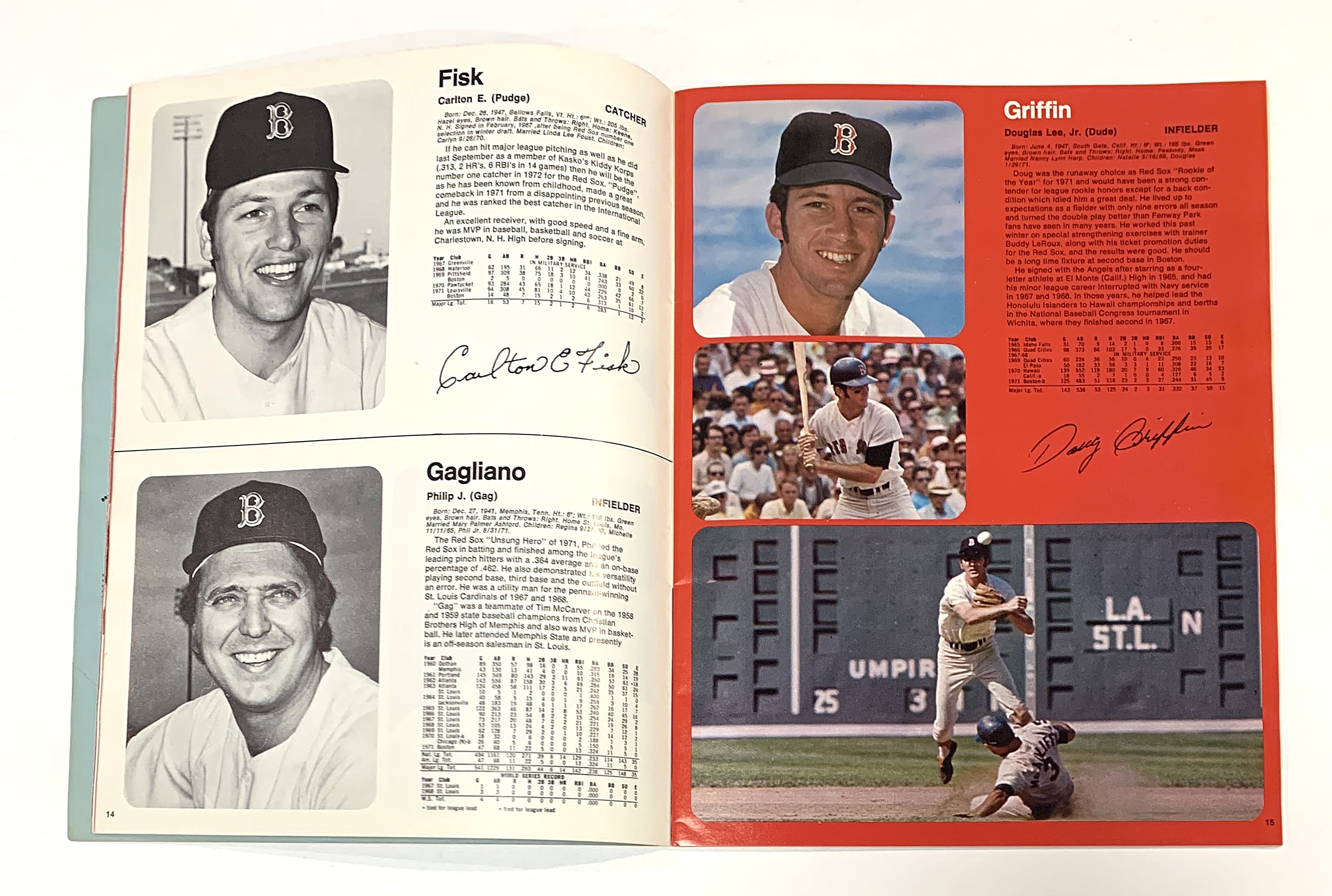 1972 Official Year Book for the Boston Red Sox Baseball Team, Featuring Red Sox Players by Position 1901 thru 1971