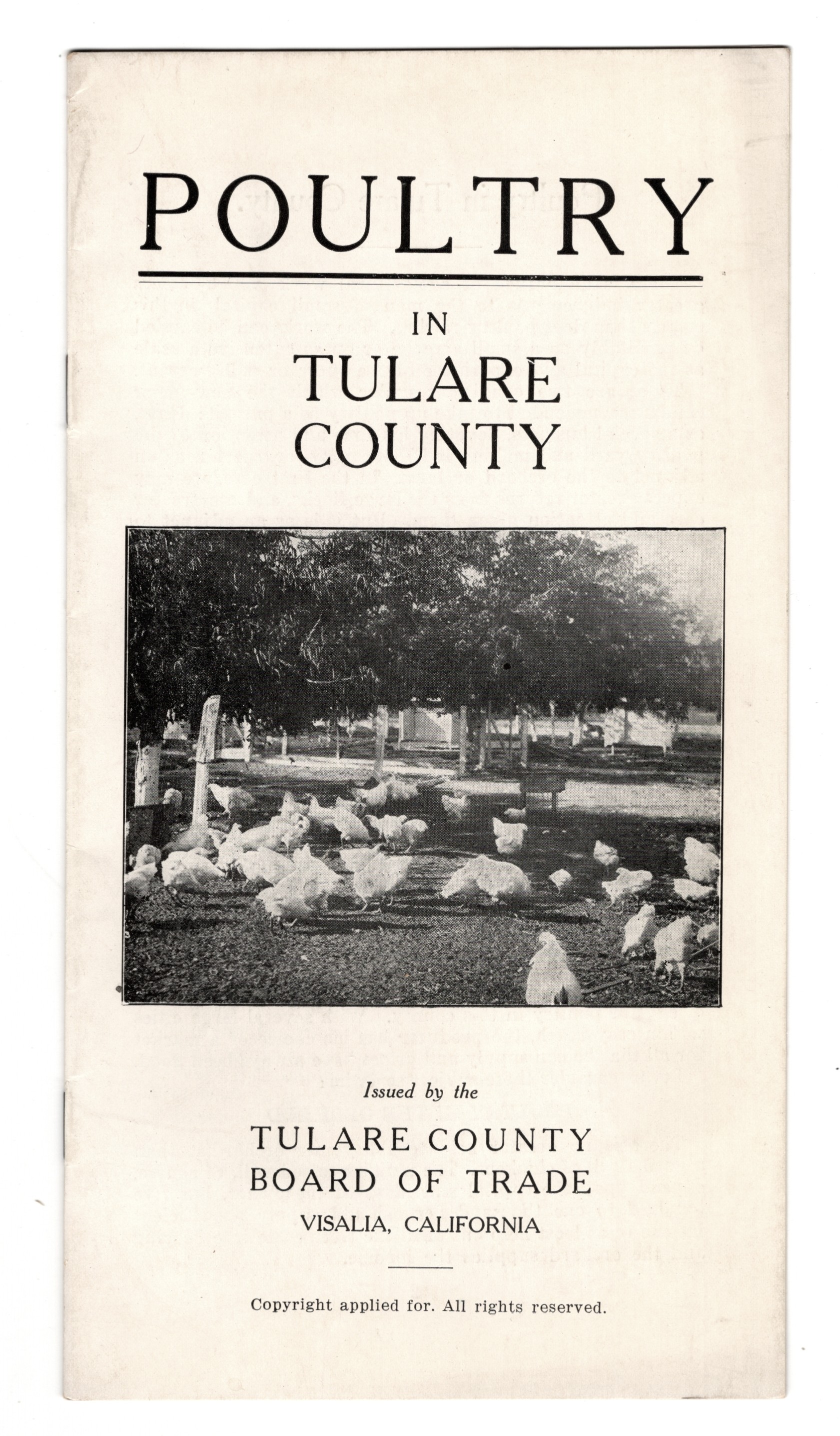 Poultry in Tulare County, Brochure Issued by the Tulare County Board of Trade, Visalia, California circa 1915