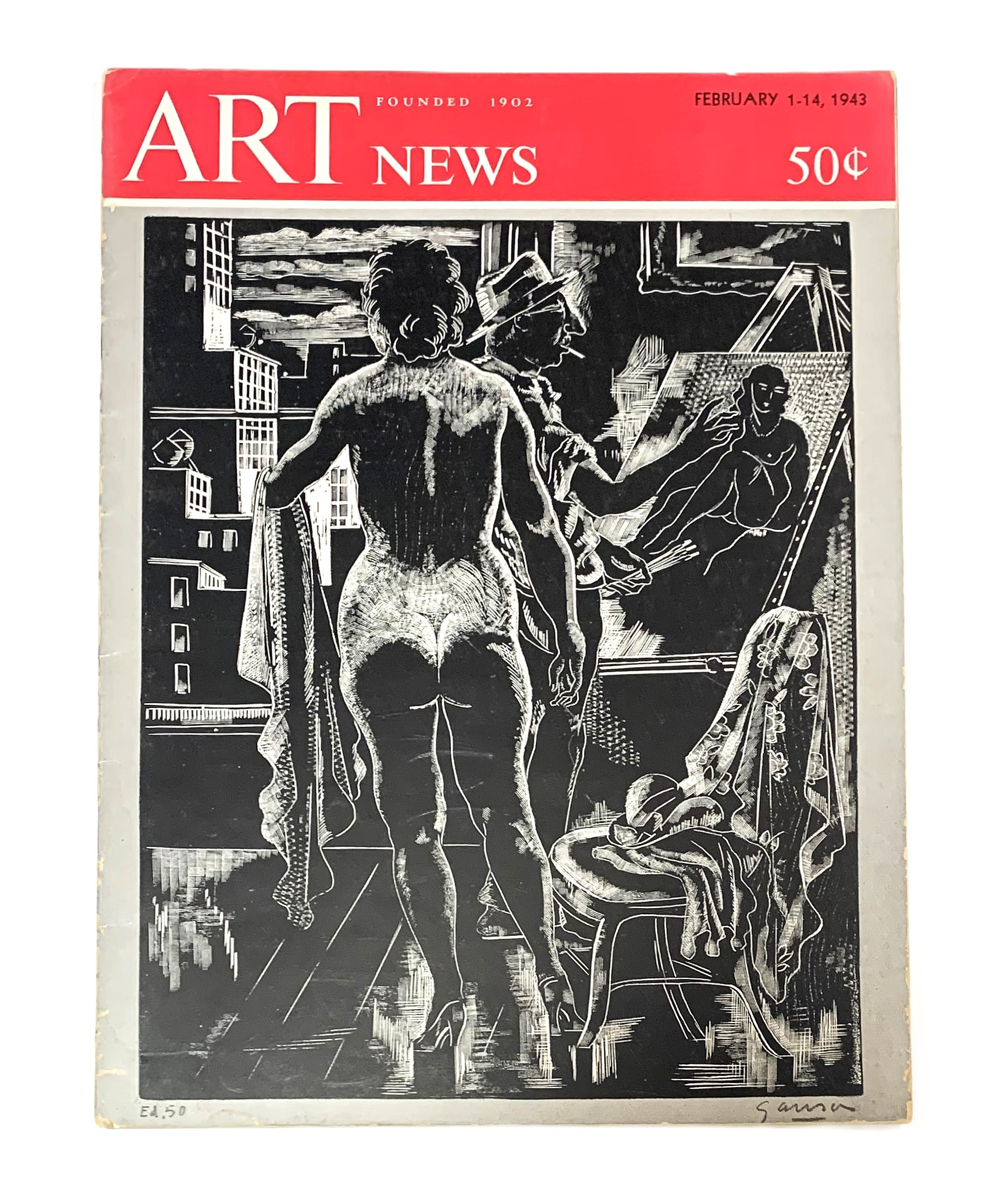 Art News February 1-14, 1943 [Cover art woodcut by Emil Ganso]