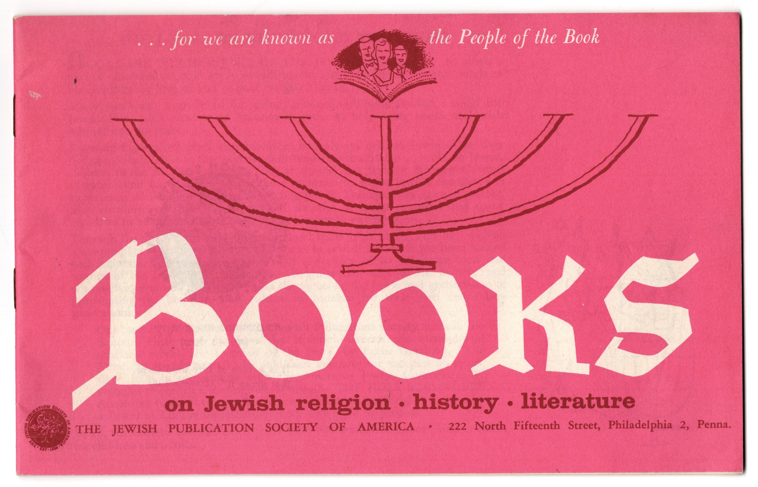 Jewish Publication Society of America Catalog 1959-60: Books on Jewish Religion, History, and Literature