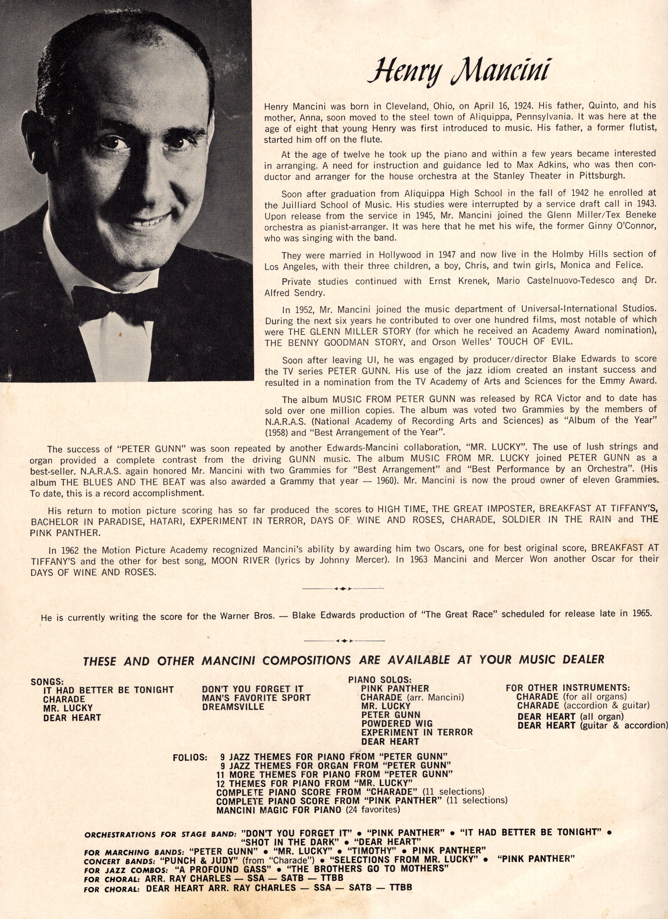 Dear Heart, from the Warner Brothers Motion Picture Starring Glenn Ford and Geraldine Page