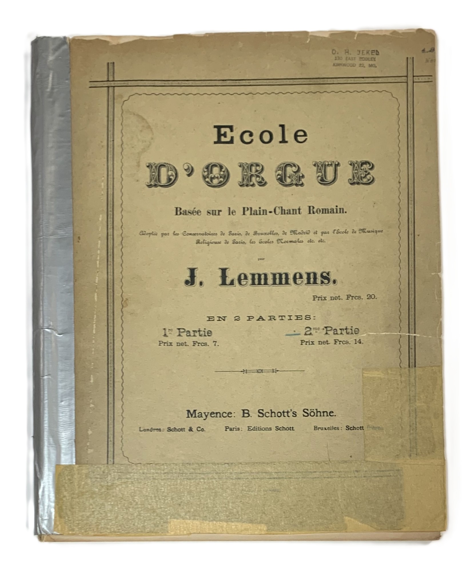Image for Ecole d'Orgue : Basee sur le Plain-Chant Romain (Organ School: Based on Roman Plainchant), 2nd PART ONLY Ecole d'Orgue : Basee sur le Plain-Chant Romain (Organ School: Based on Roman Plainchant), 2nd PART ONLY