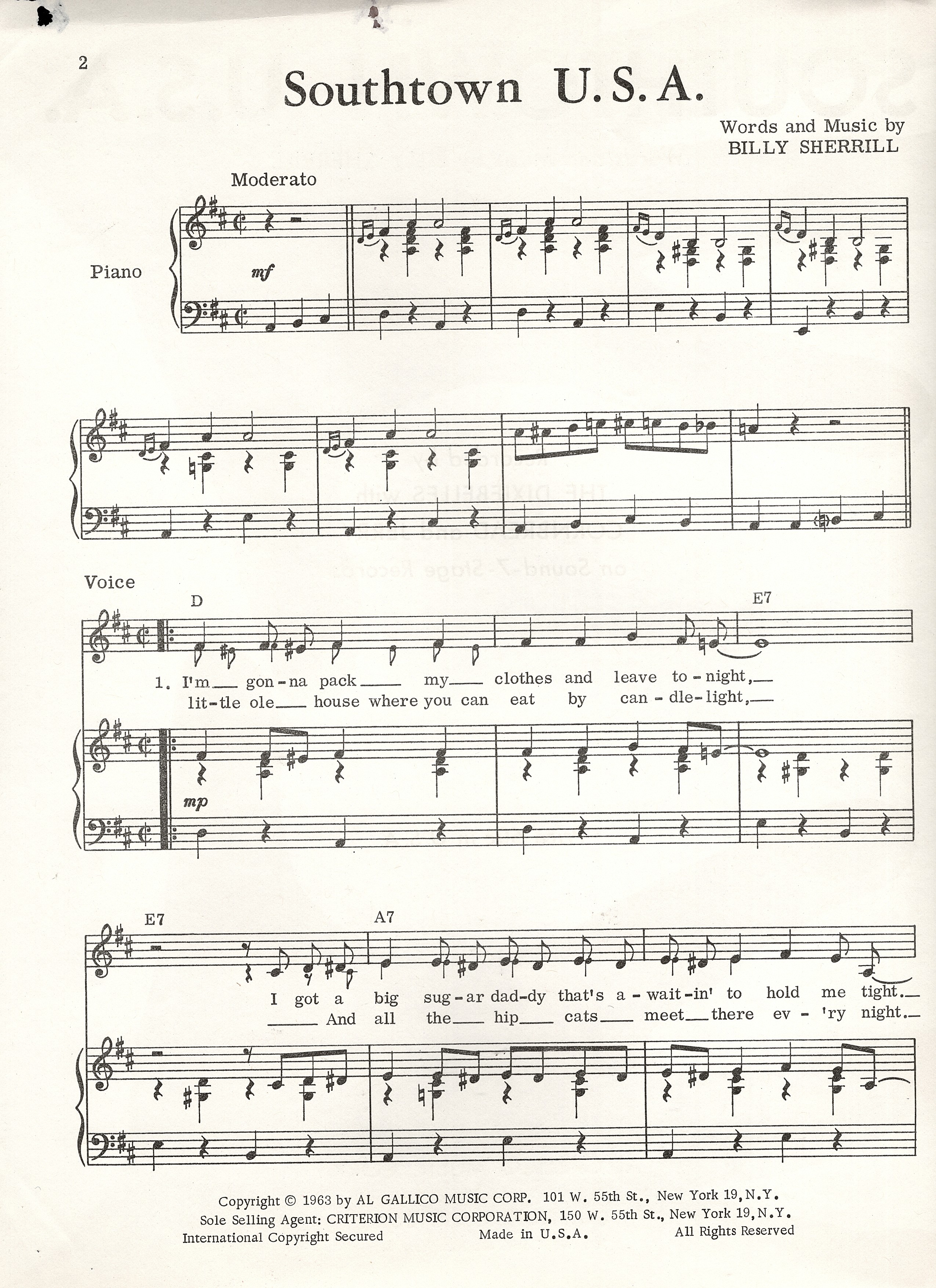 Southtown U.S.A., Recorded by the Dixiebelles with Cornbread and Jerry on Sound-7-Stage Records