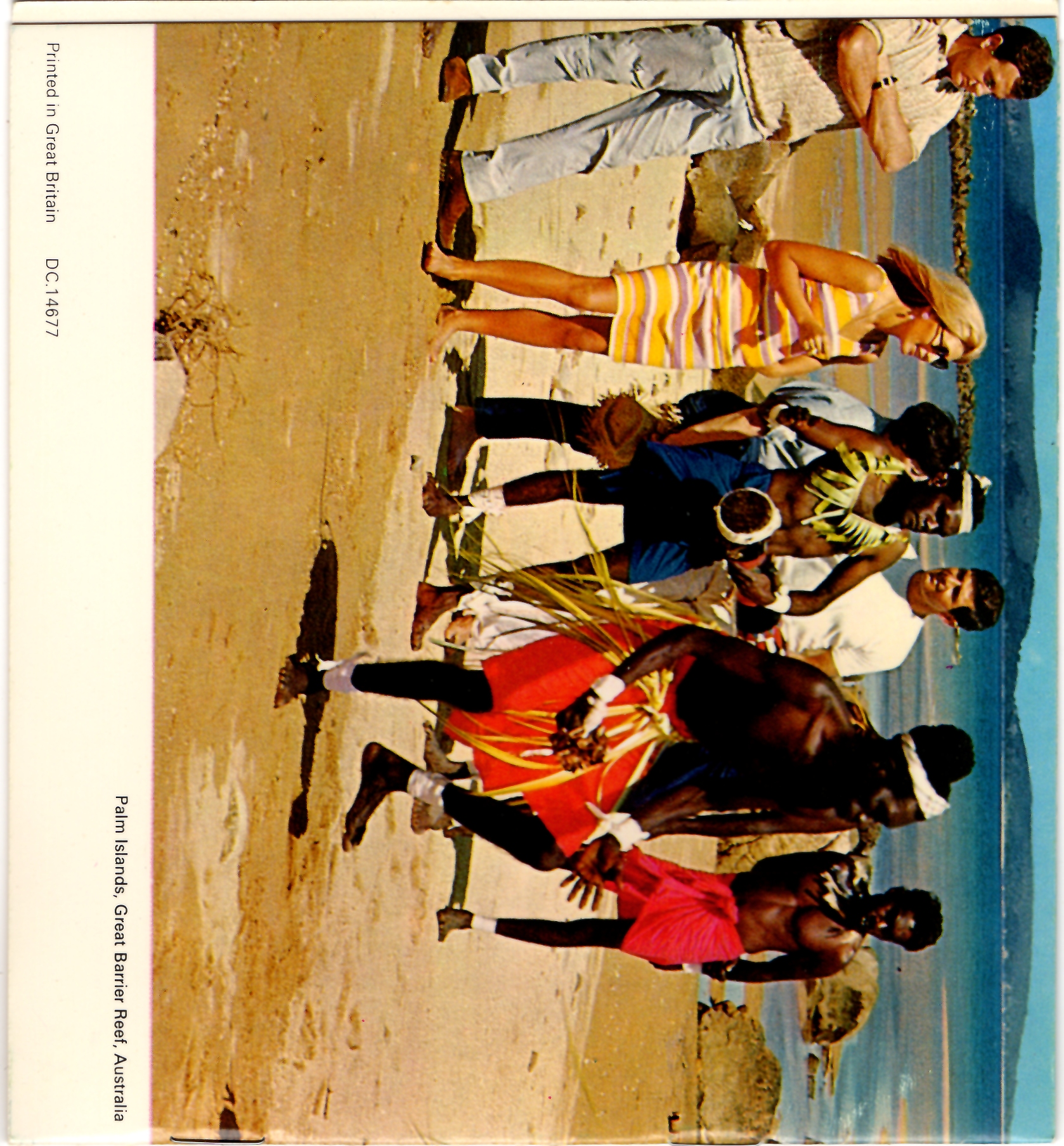 Vintage 1960s BOAC Airlines Menu with Cover Image of Tourists and Native Dancers in the Palm Islands of the Great Barrier Reef in Australia