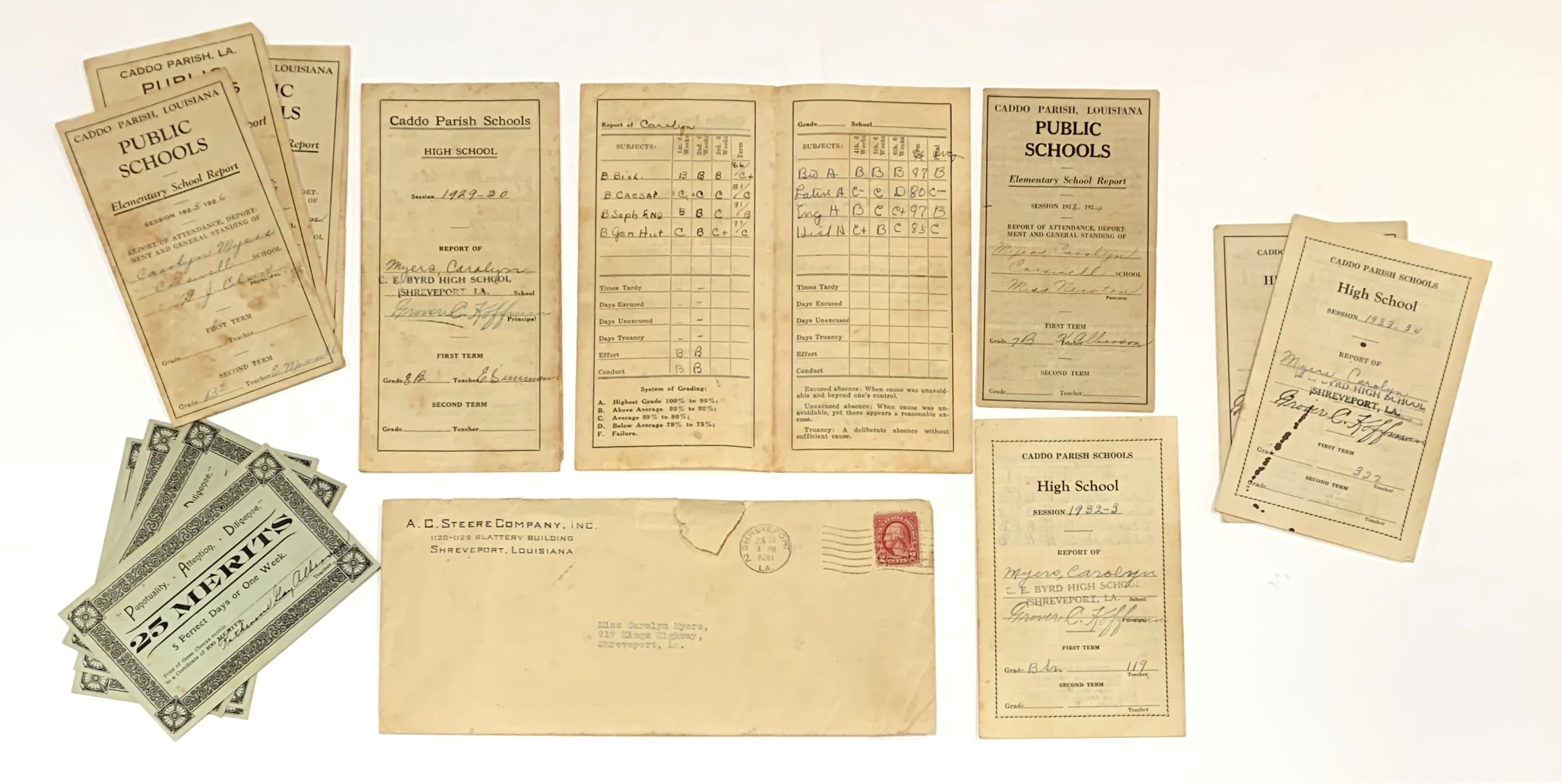 Public School Ephemera Caddo Parish, Louisiana 1920s-30s