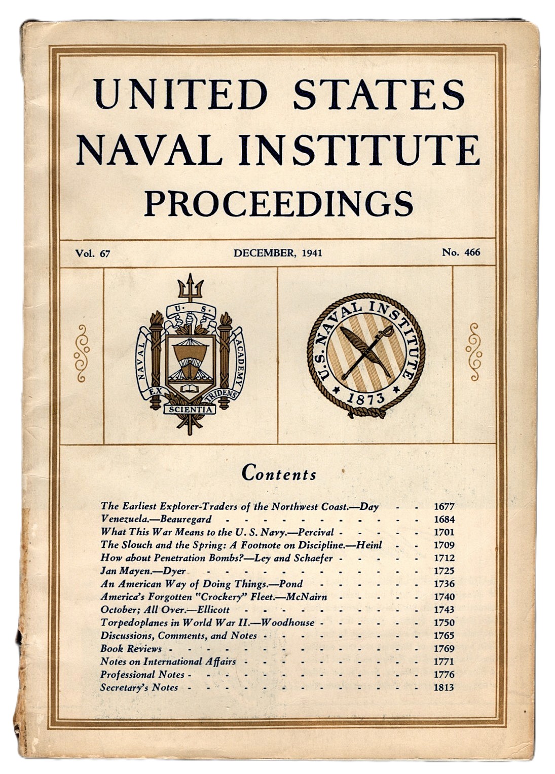 United States Naval Institute Proceedings, Vol. 67, No. 466, December 1941 [Jan Mayen: A Proposed Air Base in the Greenland Sea]