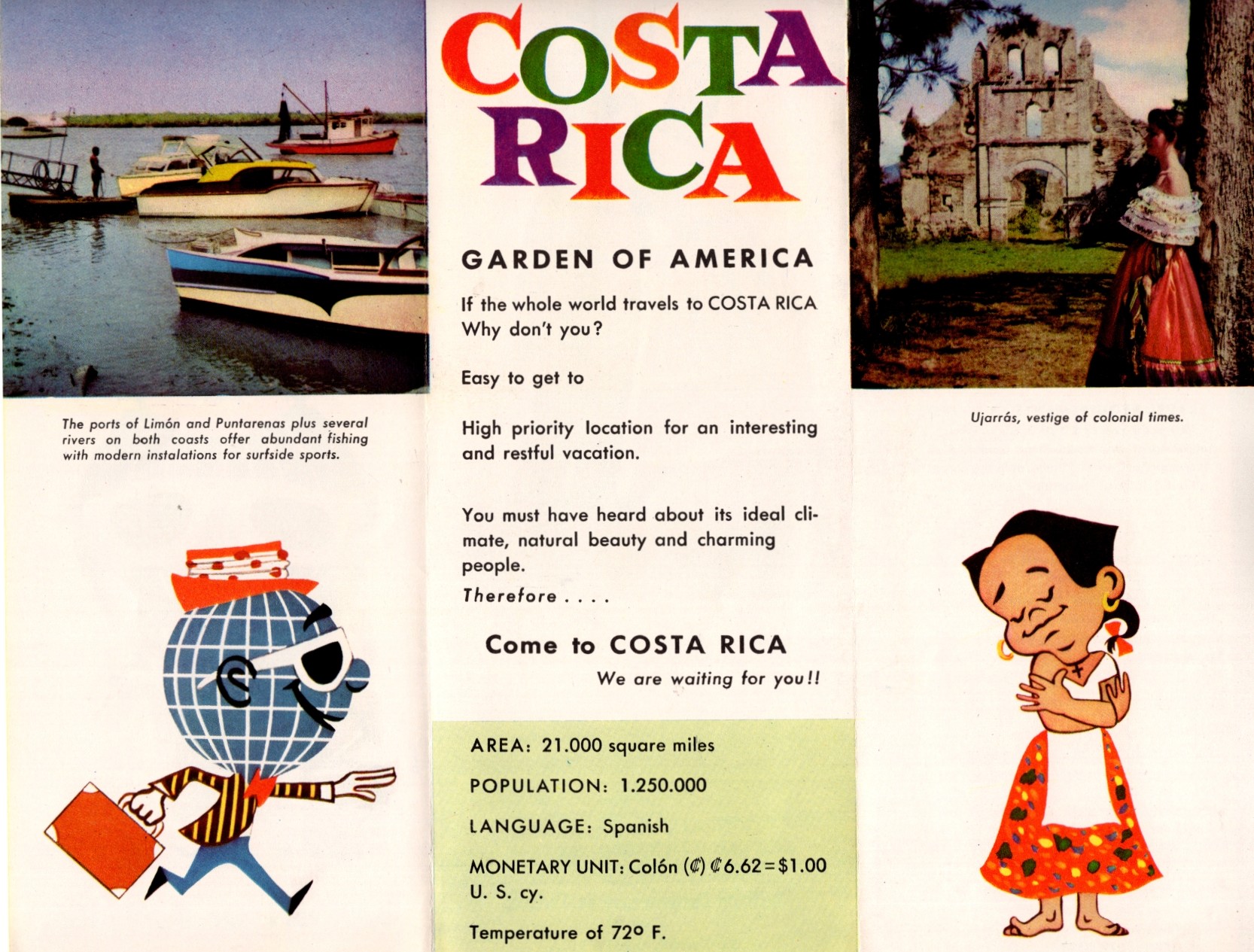 Costa Rica Tourism Brochure 1950s: 