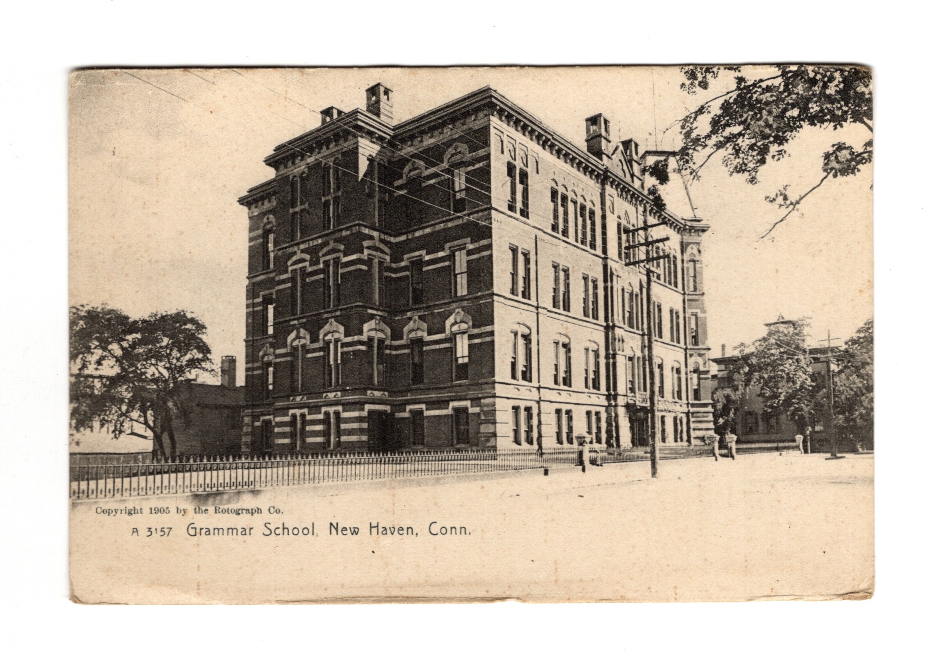 [Postcard]: Grammar School, New Haven, Connecticut 1903 - Rotograph Co. A 3157
