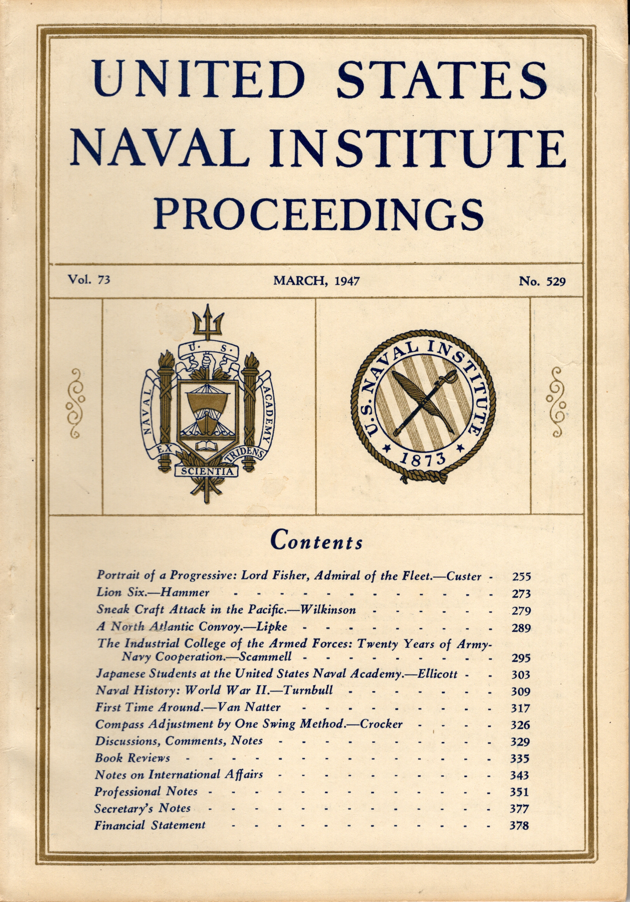 Image for United States Naval Institute Proceedings, Vol. 73, No. 529, March 1947 United States Naval Institute Proceedings, Vol. 73, No. 529, March 1947