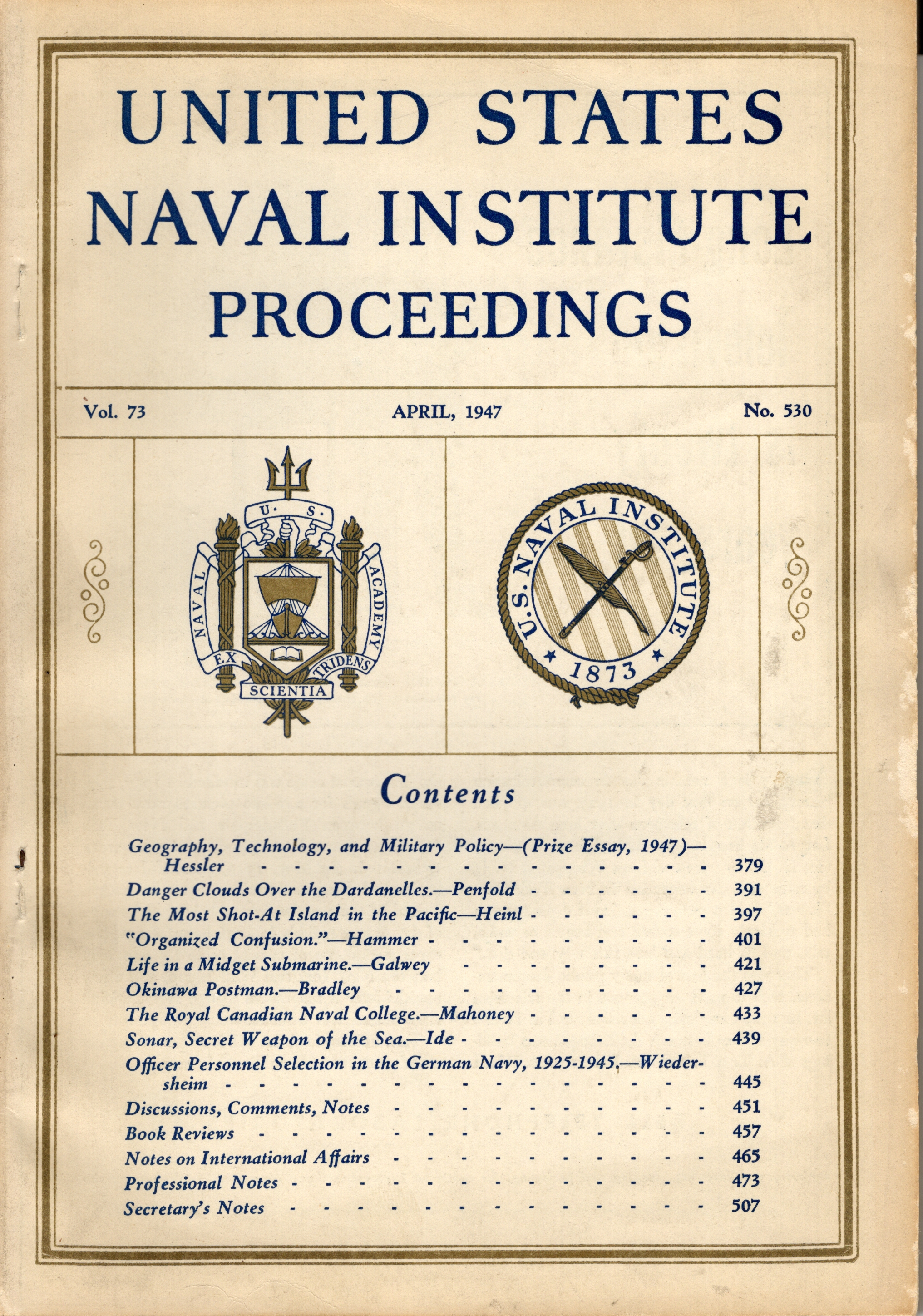 Image for United States Naval Institute Proceedings, Vol. 73, No. 530, April 1947 United States Naval Institute Proceedings, Vol. 73, No. 530, April 1947