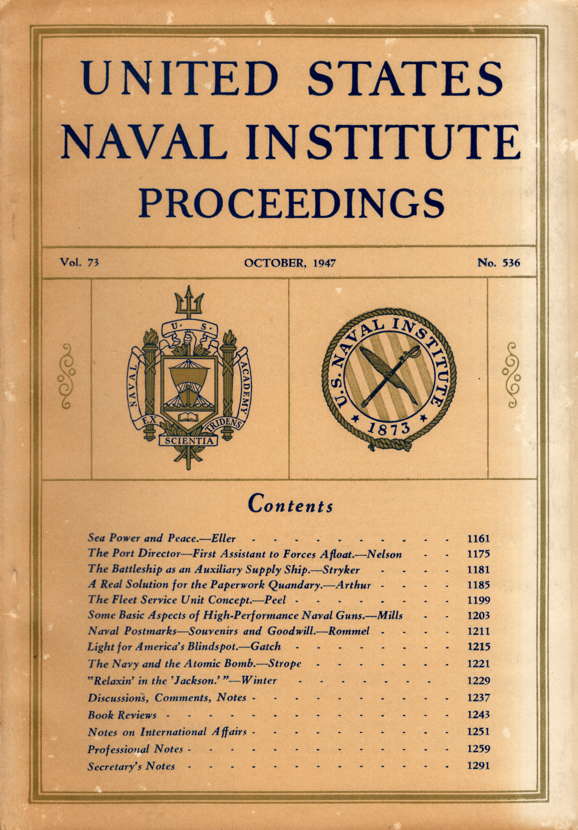 Image for United States Naval Institute Proceedings, Vol. 73, No. 536, October 1947 United States Naval Institute Proceedings, Vol. 73, No. 536, October 1947