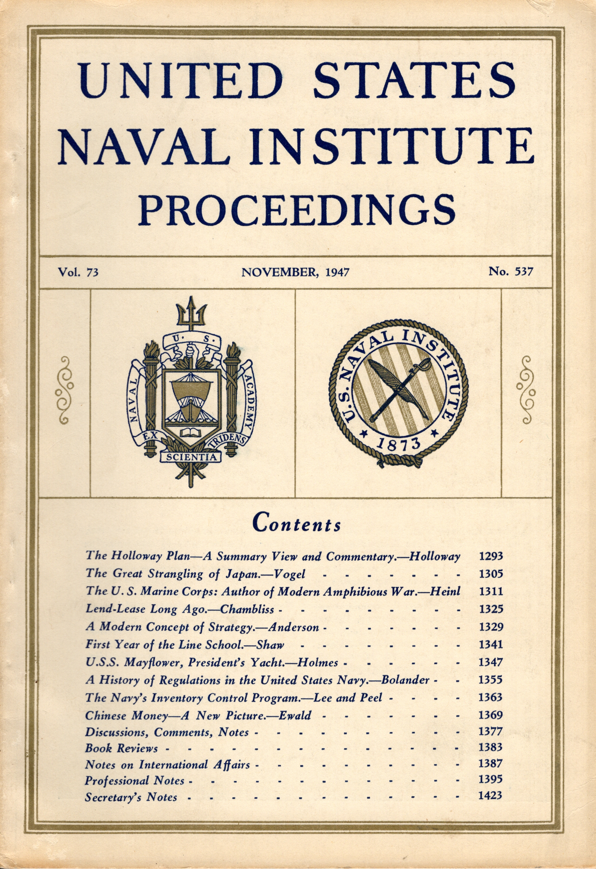 Image for United States Naval Institute Proceedings, Vol. 73, No. 537, November 1947 United States Naval Institute Proceedings, Vol. 73, No. 537, November 1947