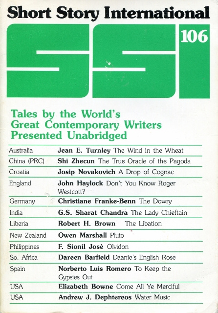 Image for Short Story International - SSI 106: Tales by the World's Great Contemporary Writers Presented Unabridged, Signed by Contributor Robert H. Brown (Liberia)