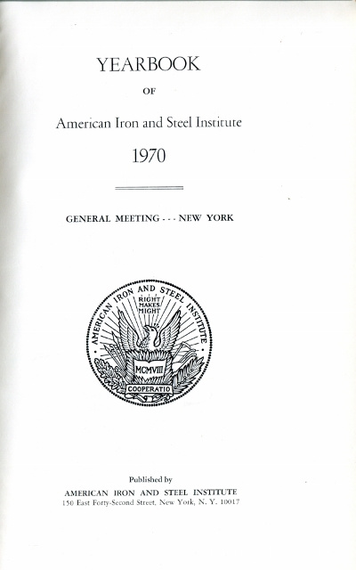 Image for Yearbook of American Iron and Steel Institute 1968, General Meeting - New York (Address by Hubert H. Humphrey, Vice President of the United States)