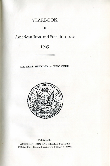 Image for Yearbook of American Iron and Steel Institute 1969, General Meeting - New York
