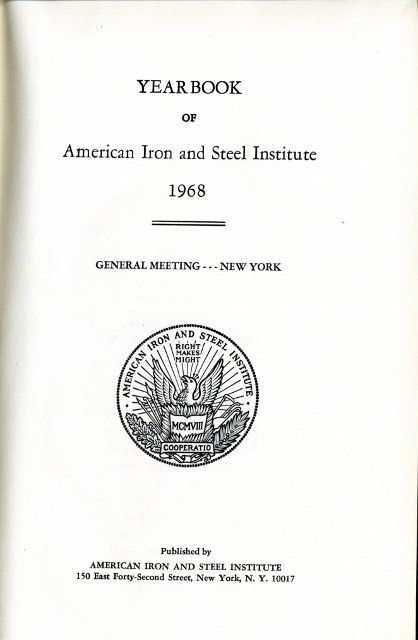 Image for Yearbook of American Iron and Steel Institute 1970, General Meeting - New York (Address by Bob Hope)