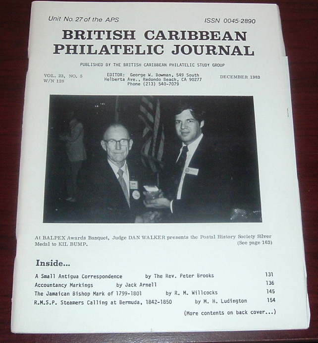 British Caribbean Philatelic Journal, 1983 Complete, Vol. 23, Nos. 1 to 5