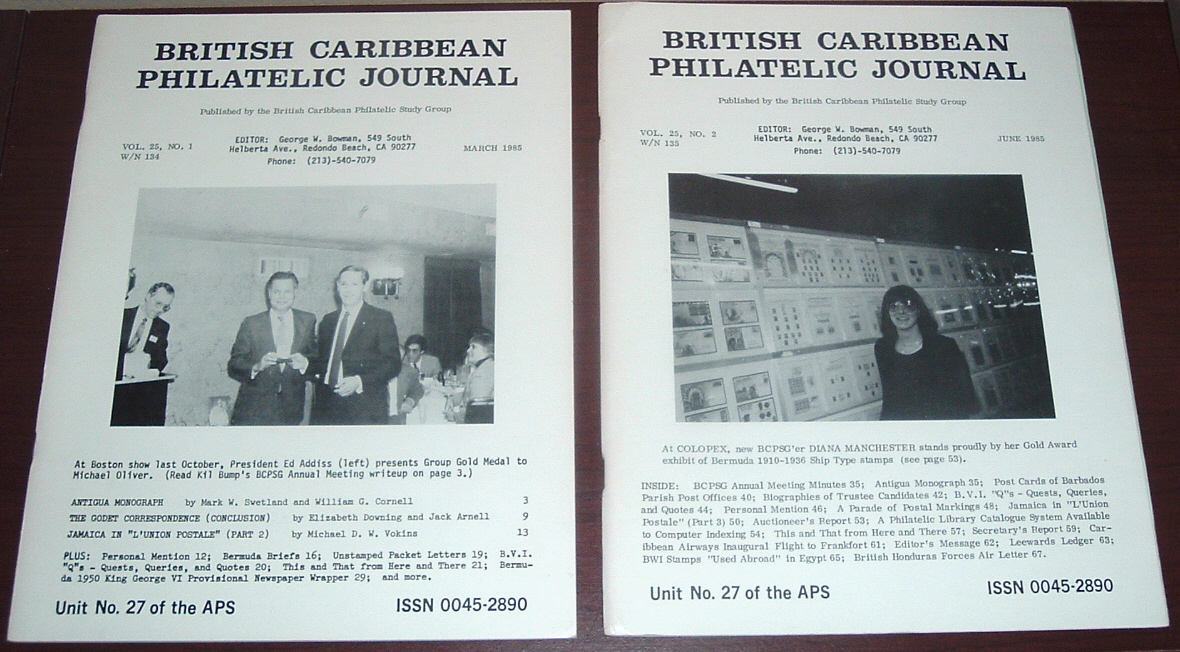 British Caribbean Philatelic Journal, 1985 Complete, Vol. 25, Nos. 1 to 4