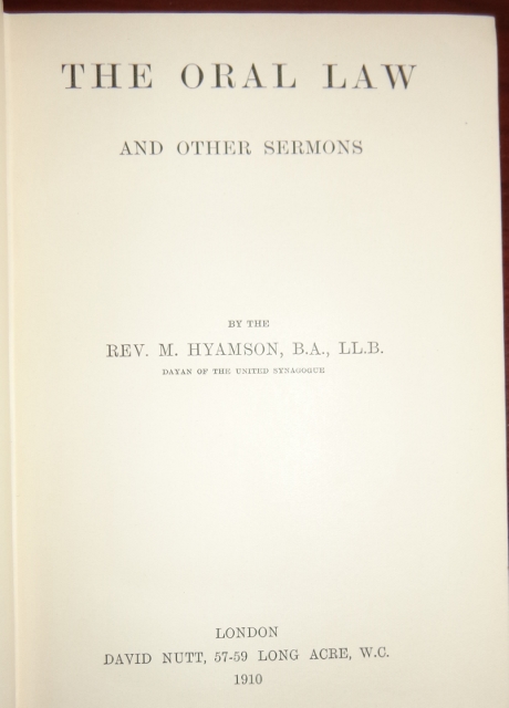 Image for The Oral Law and Other Sermons The Oral Law and Other Sermons