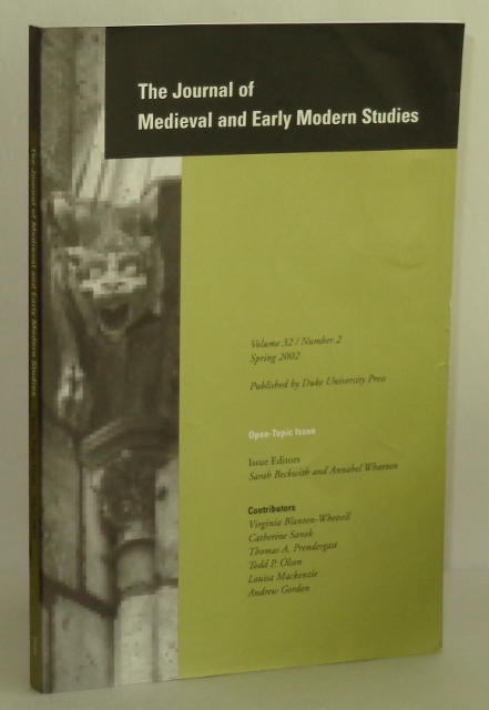 Image for Journal of Medieval and Early Modern Studies, Volume 32, Number 2, Spring 2002; Open-Topic Issue