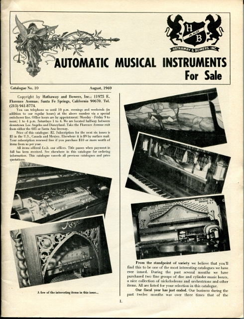 Image for Automatic Musical Instruments for Sale, Catalogue No. 10, August 1969