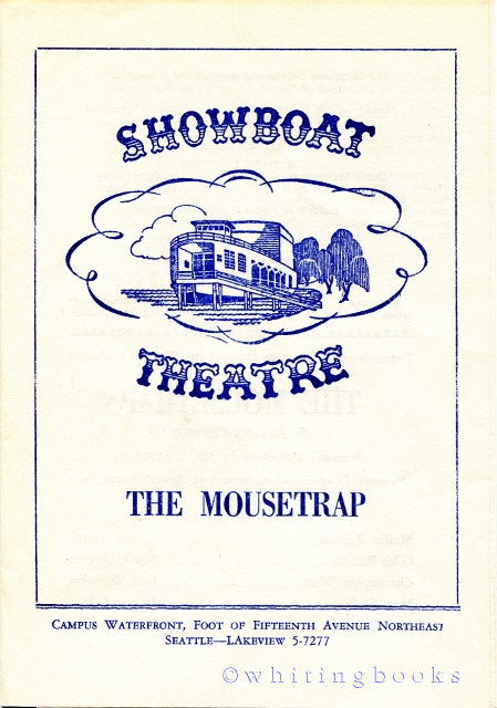 Image for Showboat Theatre Program, 1959, Seattle, for Agatha Christie's, "The Mousetrap," Starring Rod Whitaker (Known Later as the Author, Trevanian)