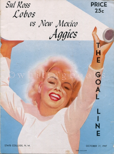 Image for 1947 College Football Program, "The Goal Line" - Sul Ross Lobos vs New Mexico Aggies (Lon Keller Cover Illustration)