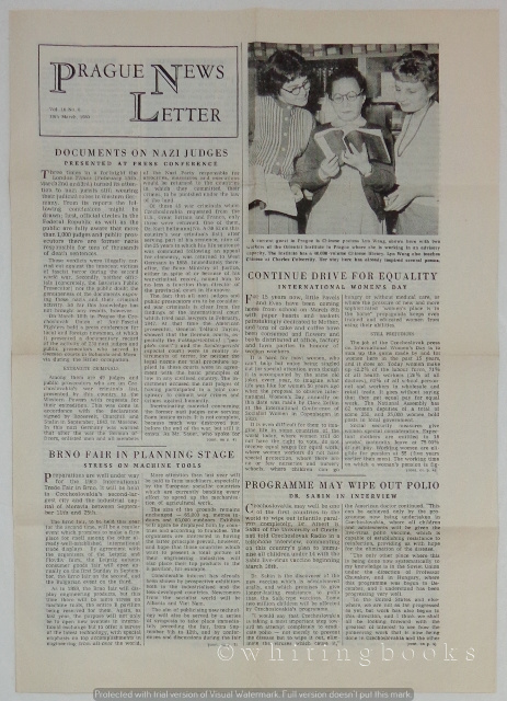 Image for Prague News Letter: A Fortnightly Survey of Political, Economic and Cultural Life in Czechoslovakia (English Language)