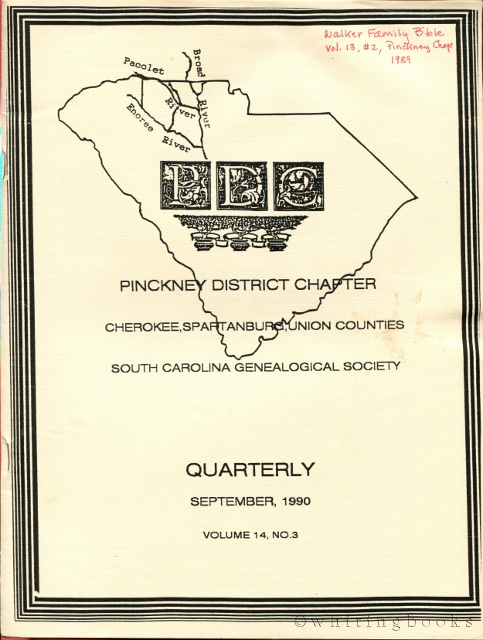 Image for South Carolina Genealogical Society Quarterly, Volume 14, No. 3, September 1990: Pinckney District Chapter - Cherokee, Spartanburg, Union Counties