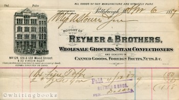 Image for Pittsburgh Billhead: Reymer Brothers, 1889 - Wholesale Grocers Steam Confectioners