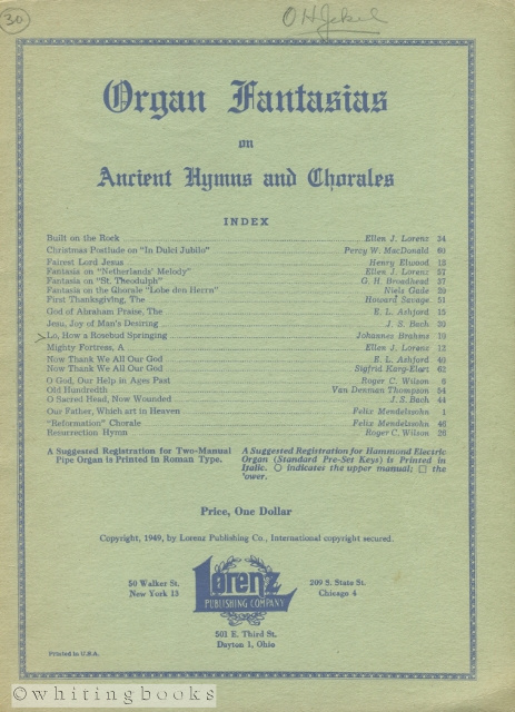 Image for Organ Fantasies on Ancient Hymns and Chorales