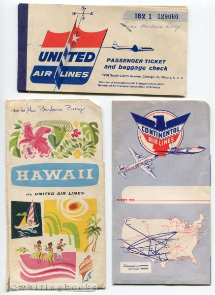 Image for 1957 United Airlines Hawaii Passenger Ticket Baggage Check in Continental Airlines Folder