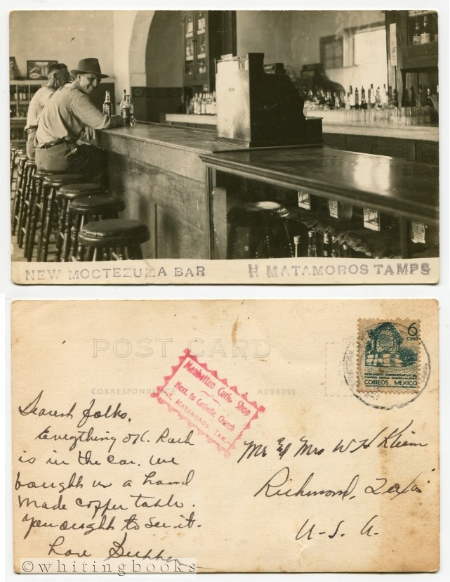 Image for Real Photo Post Card [RPPC] New Moctezuma Bar Matamoros Tamaulipas Mexico Circa 1940s