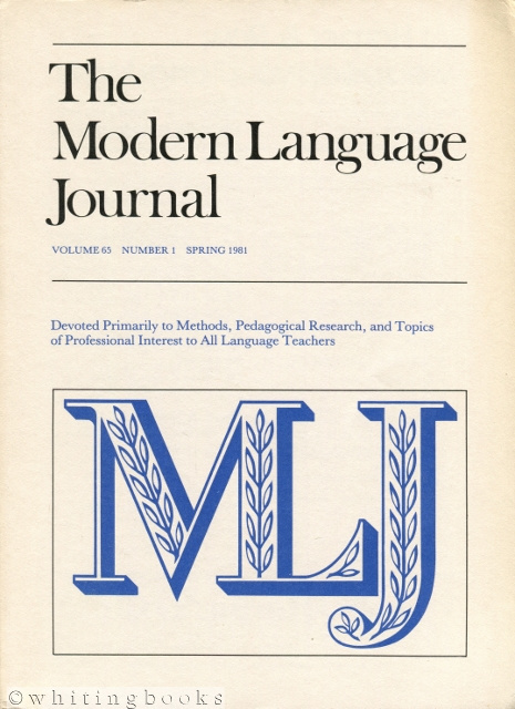 Image for The Modern Language Journal - Volume 65 Number 1, Spring 1981