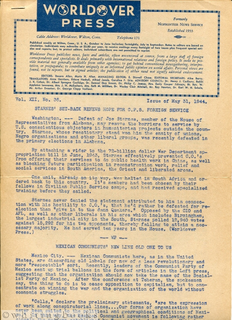Image for Worldover Press Bulletins 1944 in Publisher's Envelope