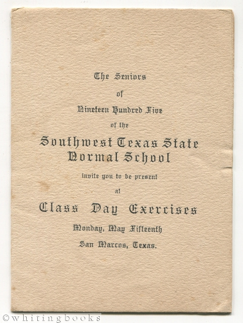 Image for Southwest Texas State Normal School 1905 Graduation Class Commencement Program - San Marcos, Texas