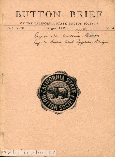Image for Button Brief of the California State Button Society, Vol. XVIII, No. 4, August 1959