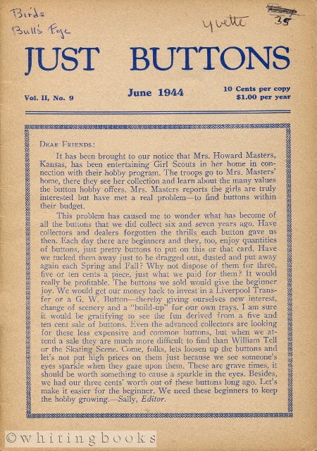 Image for Just Buttons for Pleasure, Pastime, and Profit - Vol. II, No. 9, June 1944